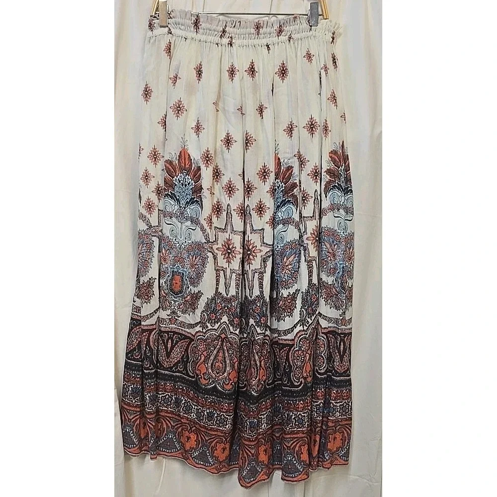 Free People Gold Dust‎ Printed Wide Leg Trousers in Ivory Combo M Cottagecore